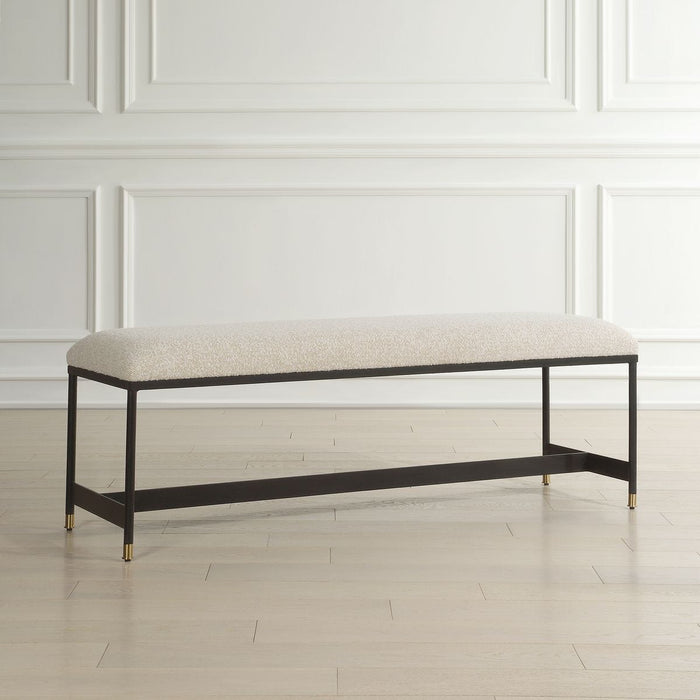 Halston Bench - iron and brass and black