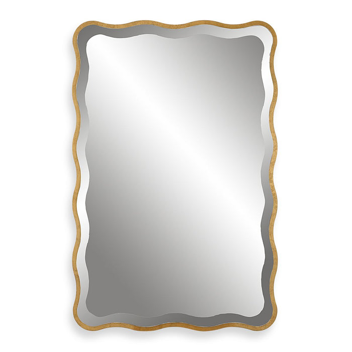 Aneta Mirror Gold - antiqued gold leaf wood
