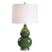 Dark Green Gourd Ceramic Table Lamp - table lamp