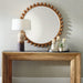 Cyra Wood Round Mirror, Walnut - wood and walnut