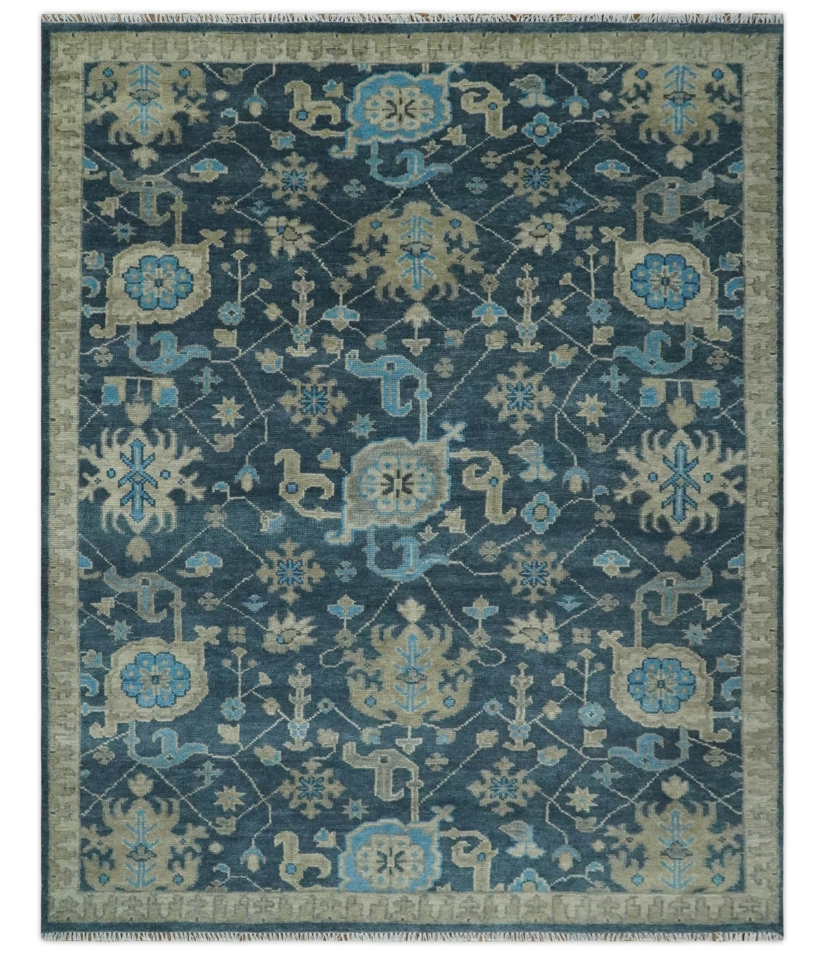 Turkish Design Area Rug, popular Floral Area Rug, Blue Beige Area Rug, Oriental Decorative Area Rug, Floral Oriental Carpet, Oriental Round Area Rug