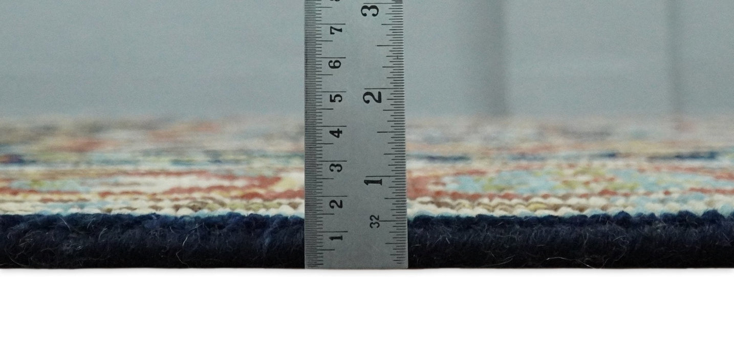 Hand Knotted 5x8 Blue and Rust Traditional Persian Heriz Serapi Area Rug | TRDCP19358