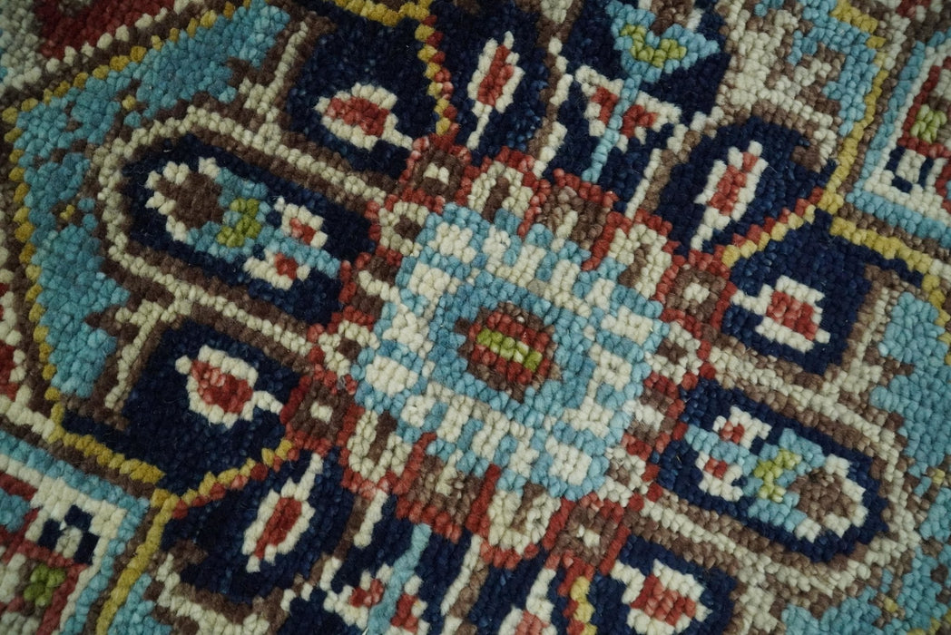 Hand Knotted 5x8 Blue and Rust Traditional Persian Heriz Serapi Area Rug | TRDCP19358