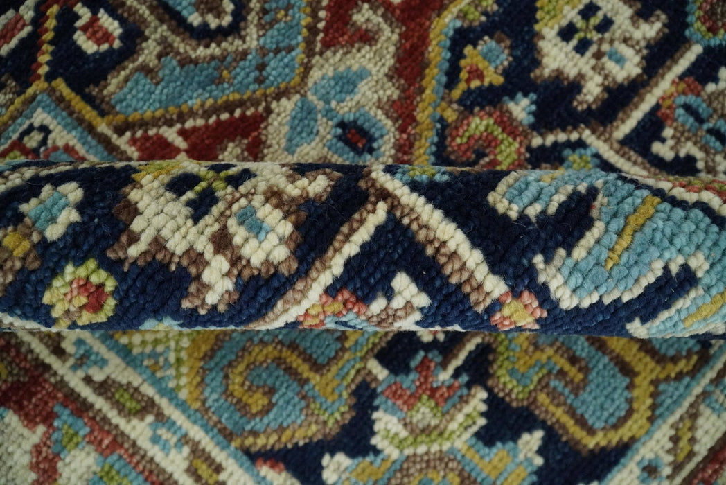 Hand Knotted 5x8 Blue and Rust Traditional Persian Heriz Serapi Area Rug | TRDCP19358