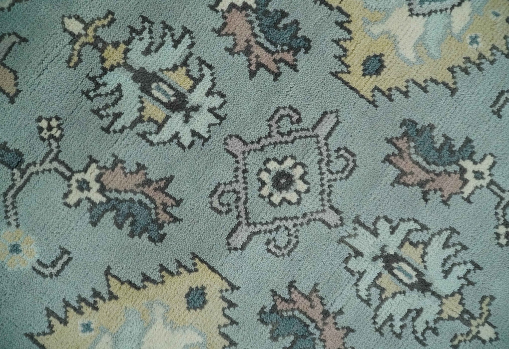 Hand Knotted 8x10 Blue and Ivory Traditional Oushak Persian Wool Area Rug | TRDCP1151810