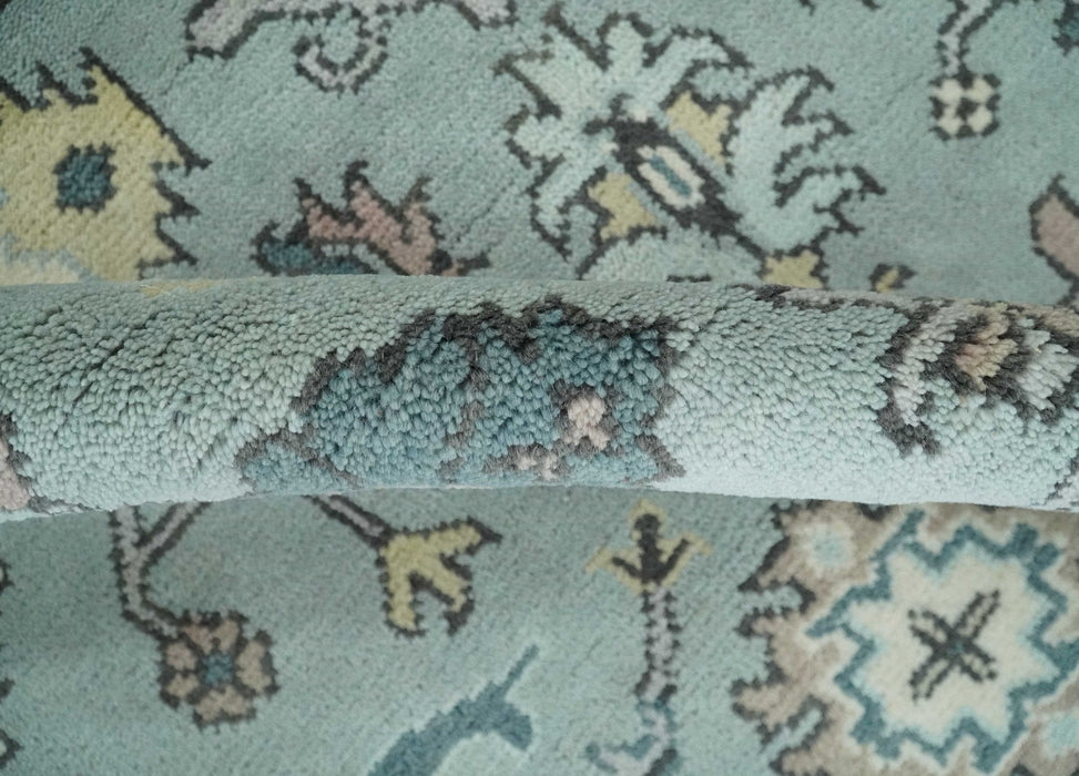 Hand Knotted 8x10 Blue and Ivory Traditional Oushak Persian Wool Area Rug | TRDCP1151810