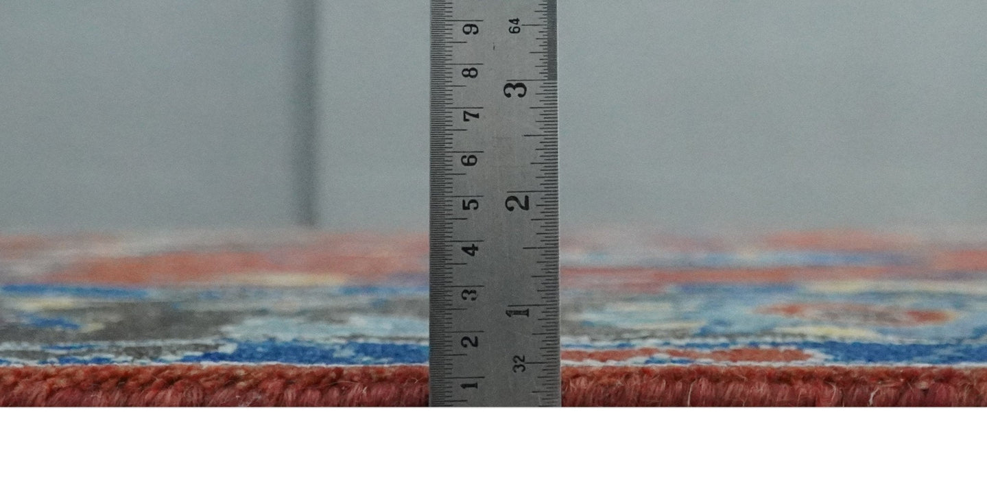 Hand Knotted 8x10 Brown, Blue and Charcoal vibrant colorful Traditional Oushak Wool Area Rug