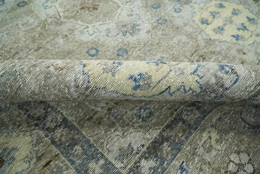 Vintage Hand Knotted 8x10 Traditional Oxidized Textured Low Pile Wool Rug | TRD2045810