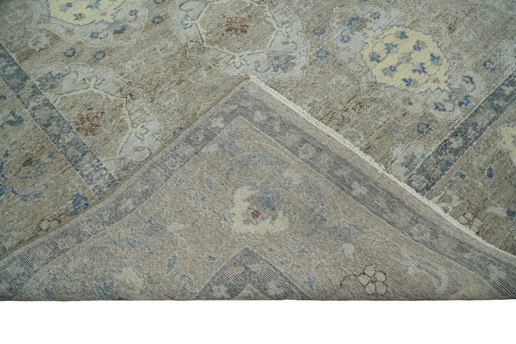 Vintage Hand Knotted 8x10 Traditional Oxidized Textured Low Pile Wool Rug | TRD2045810