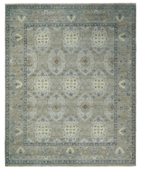 Vintage Hand Knotted 8x10 Traditional Oxidized Textured Low Pile Wool Rug | TRD2045810