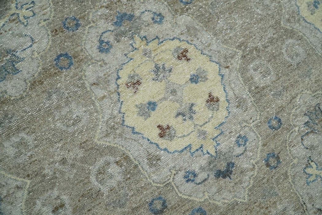 Vintage Hand Knotted 8x10 Traditional Oxidized Textured Low Pile Wool Rug | TRD2045810