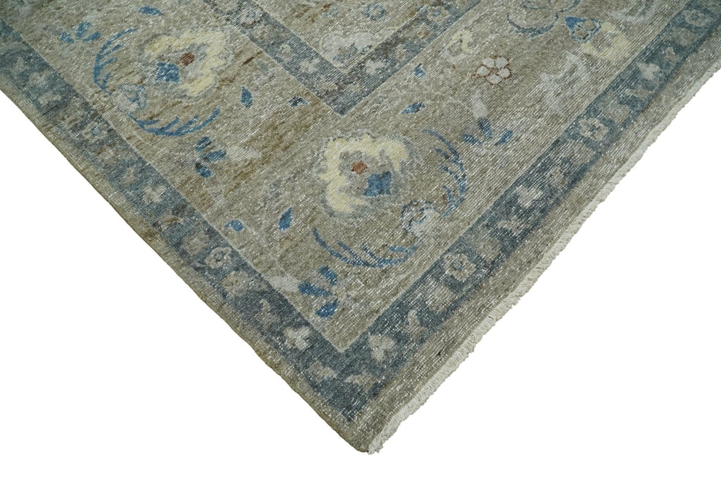 Vintage Hand Knotted 8x10 Traditional Oxidized Textured Low Pile Wool Rug | TRD2045810
