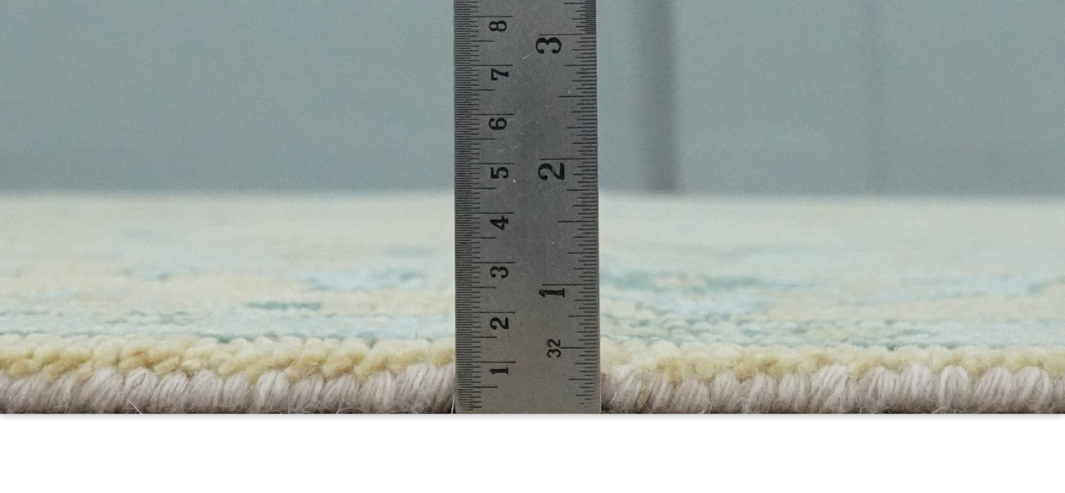 Hand Knotted 9x12 Oriental Oushak Beige and Blue Wool Area Rug | TRDCP1085912