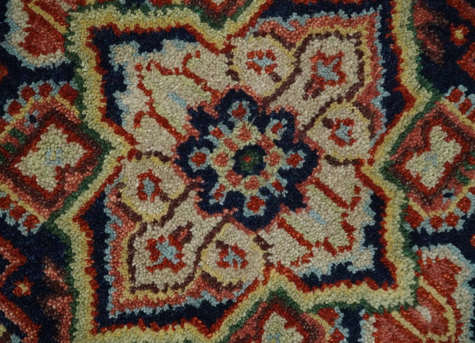 Hand knotted Brown, Aqua and Blue Traditional Heriz Serapi wool area rug