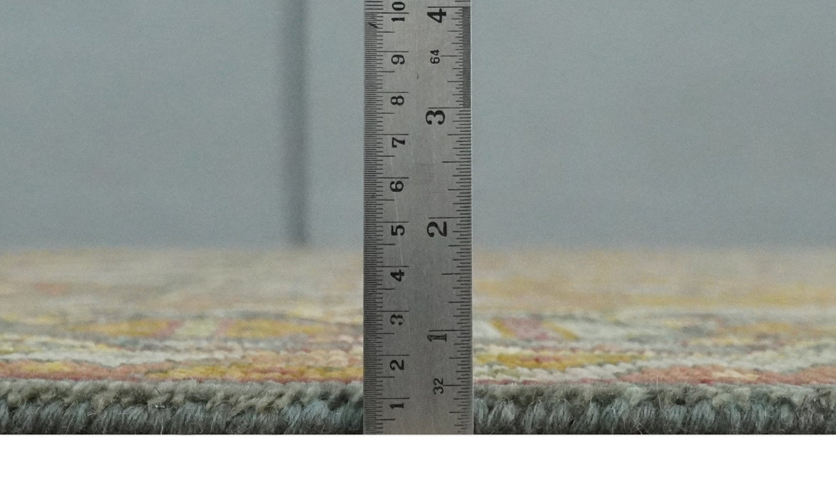 Hand Knotted Gold and Charcoal 9x12 Oriental Traditional Wool Area Rug