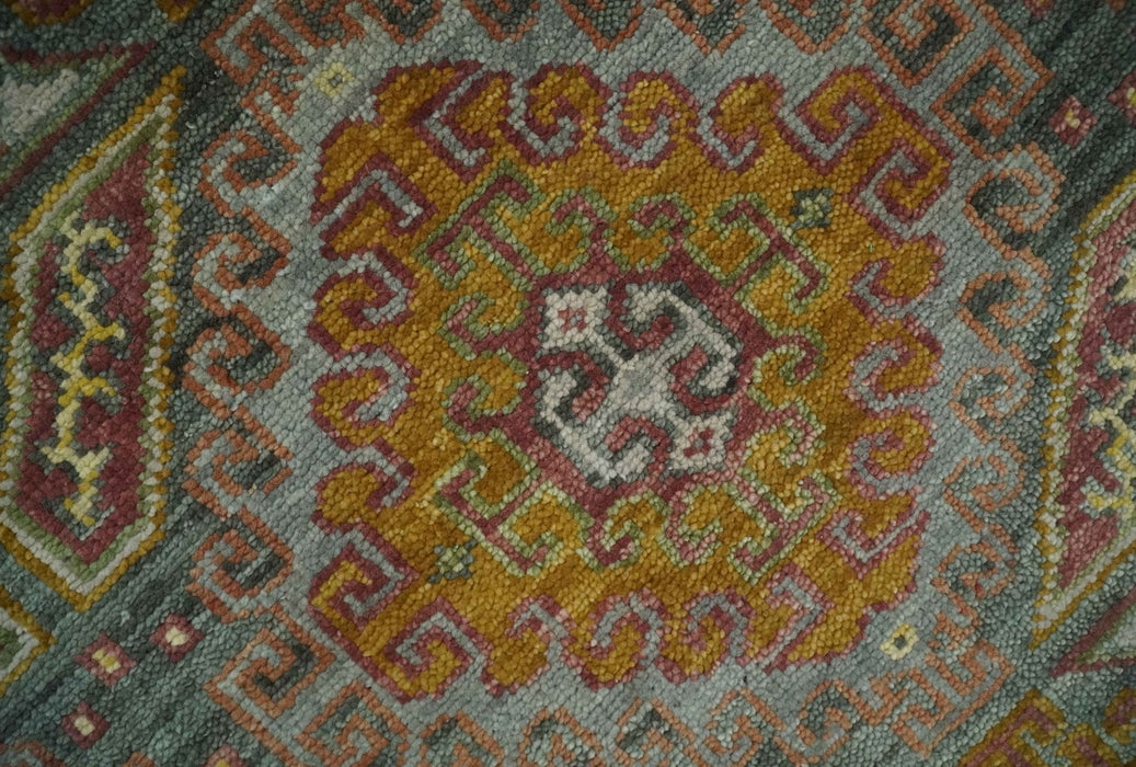 Hand Knotted Gold and Charcoal 9x12 Oriental Traditional Wool Area Rug