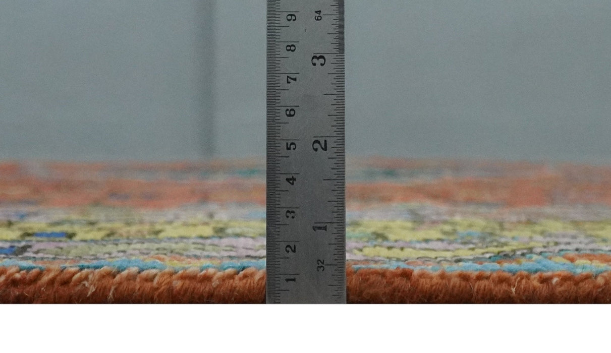 Hand Knotted Green, Rust, Yellow, Pink and Blue Traditional Floral 8x10 Wool Area Rug