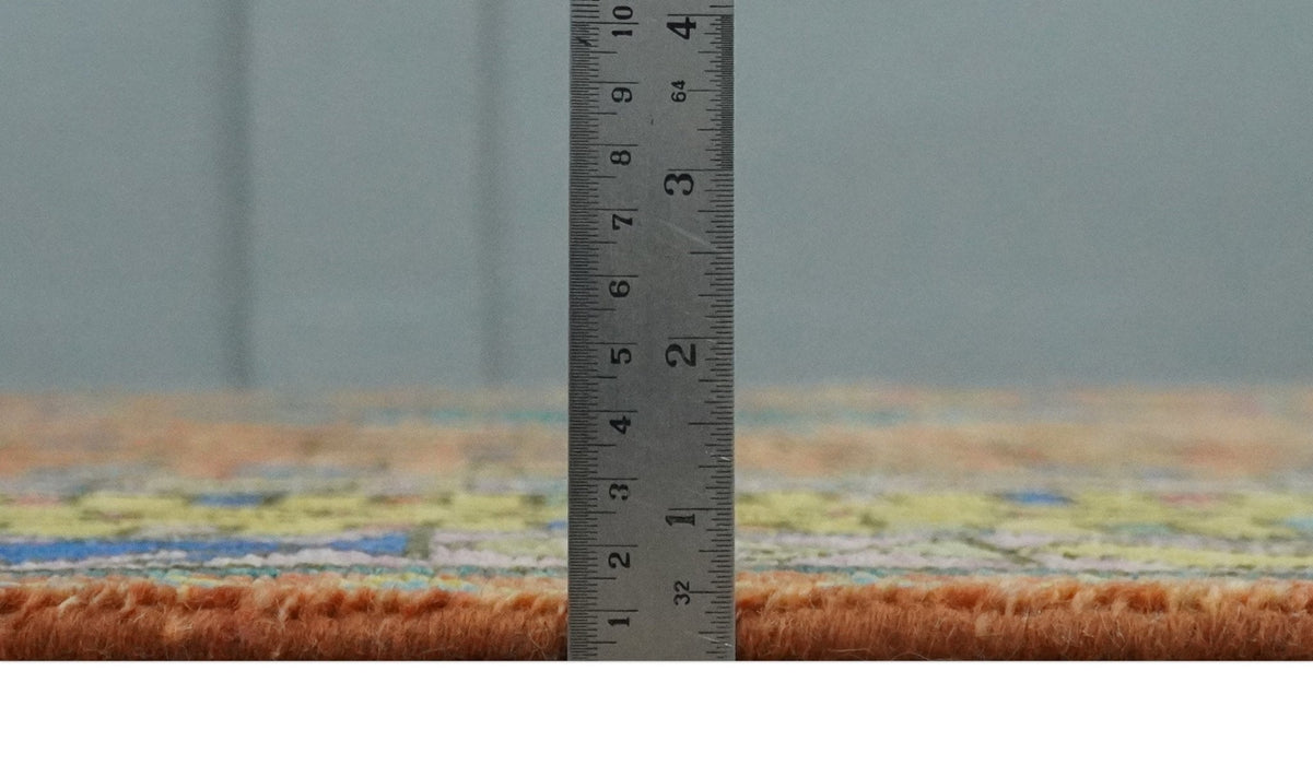 Hand Knotted Green, Rust, Yellow, Pink and Blue Traditional Floral 9x12 and 10x14 Wool Area Rug