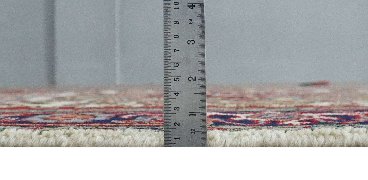 Hand Knotted Ivory, Brown and Blue 4x6 Traditional Antique Style Wool Area Rug