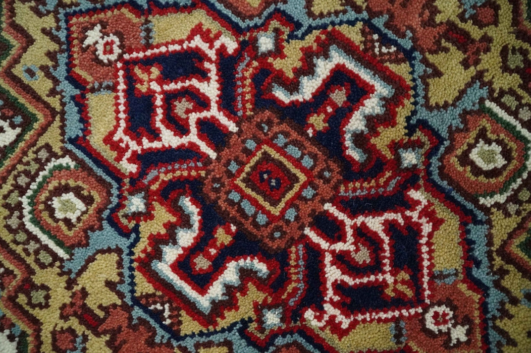 Hand Knotted Ivory, Brown and Blue 4x6 Traditional Antique Style Wool Area Rug