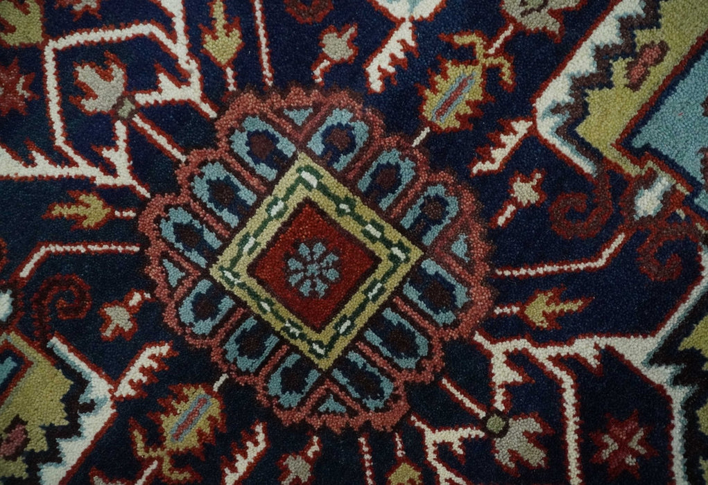 Hand Knotted Ivory, Brown and Blue 9x12 Traditional Antique Syle Wool Area Rug