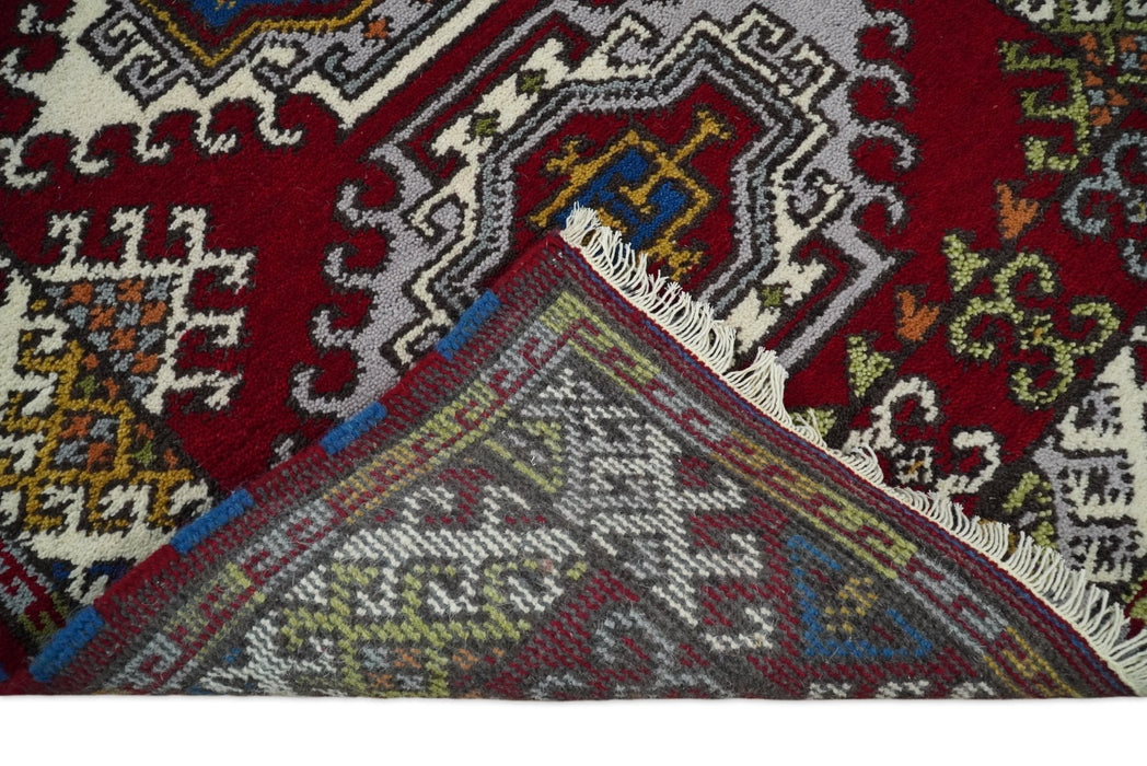 Hand Knotted traditional Kazak Red and Ivory Antique Traditional Tribal Armenian Rug | KZA3