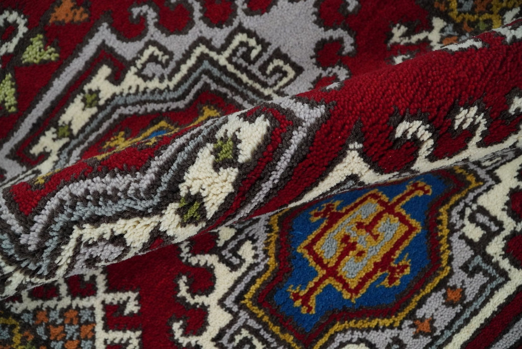 Hand Knotted traditional Kazak Red and Ivory Antique Traditional Tribal Armenian Rug | KZA3