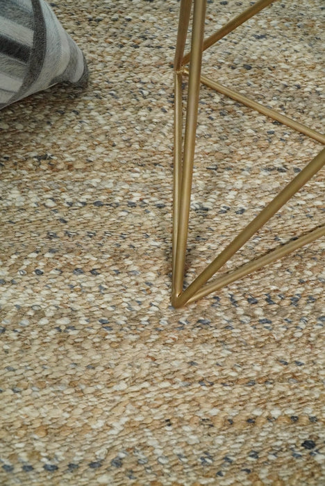 Hand Woven 100% Natural Fiber Brown Natural Jute and Wool Rug | JR10