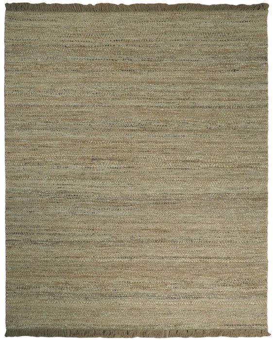 Hand Woven 100% Natural Fiber Brown Natural Jute and Wool Rug | JR10