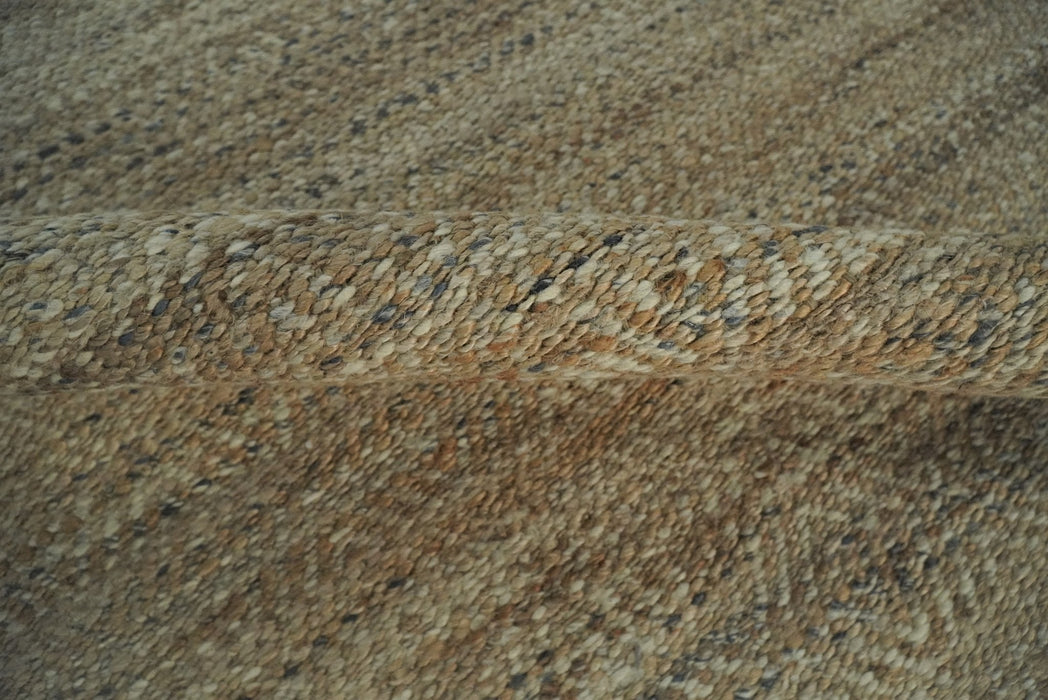 Hand Woven 100% Natural Fiber Brown Natural Jute and Wool Rug | JR10