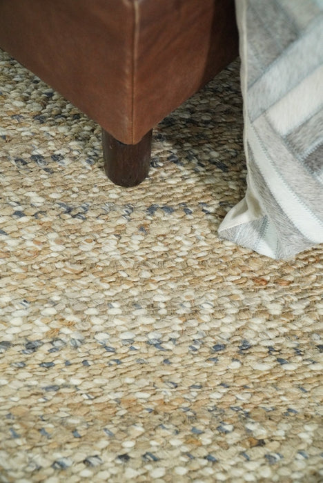 Hand Woven 100% Natural Fiber Brown Natural Jute and Wool Rug | JR10