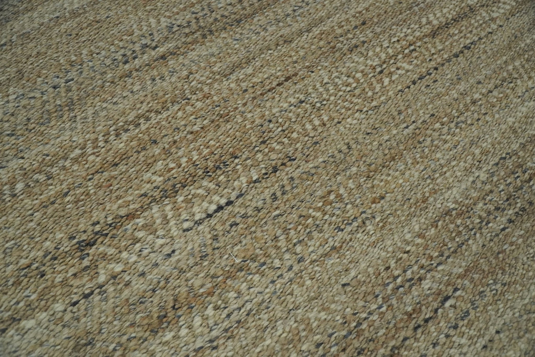 Hand Woven 100% Natural Fiber Brown Natural Jute and Wool Rug | JR10