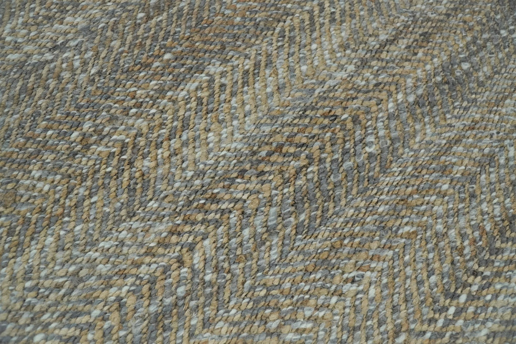 Hand Woven 100% Natural Fiber Jute and Wool Silver and Brown | JR11