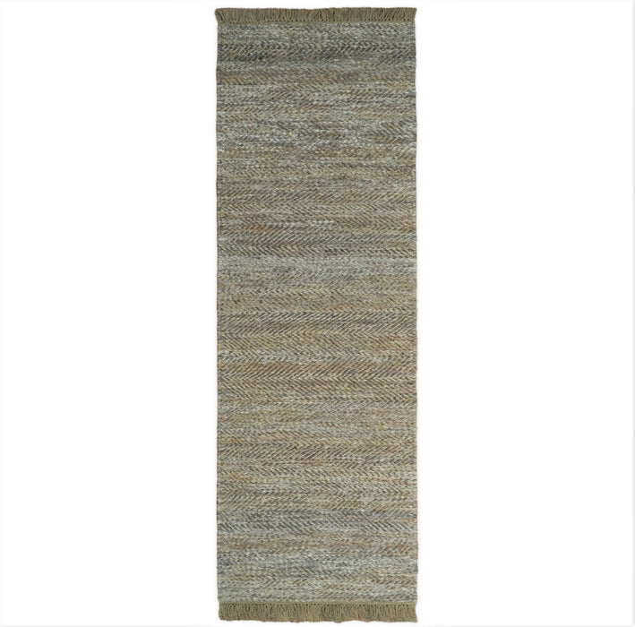 Hand Woven 100% Natural Fiber Jute and Wool Silver and Brown | JR11