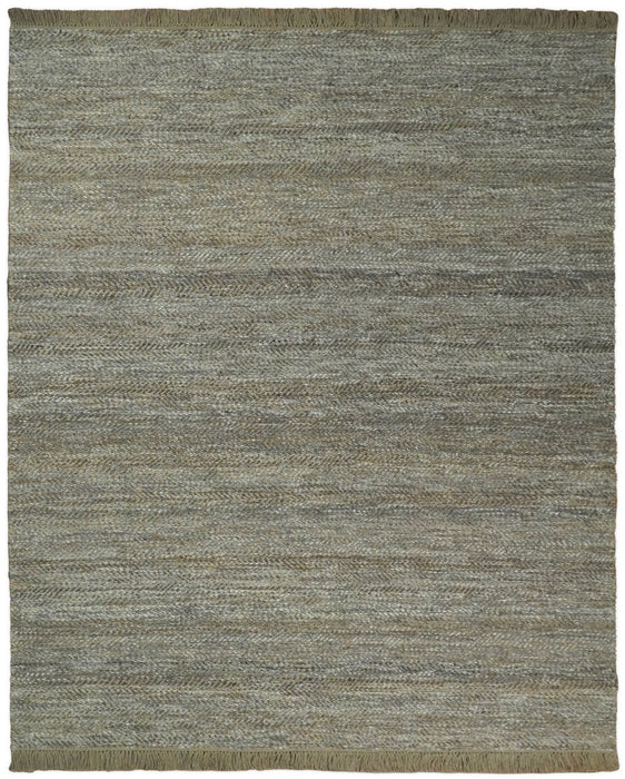 Hand Woven 100% Natural Fiber Jute and Wool Silver and Brown | JR11