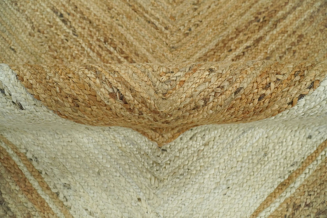 Hand Woven 100% Natural Fiber White and Brown Natural Jute Rug | JR3
