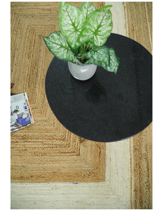 Hand Woven 100% Natural Fiber White and Brown Natural Jute Rug | JR3