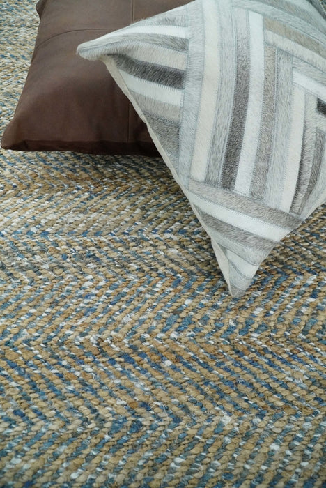 Hand Woven Natural Fiber Gray and Brown Jute and Art Silk Rug | JR9