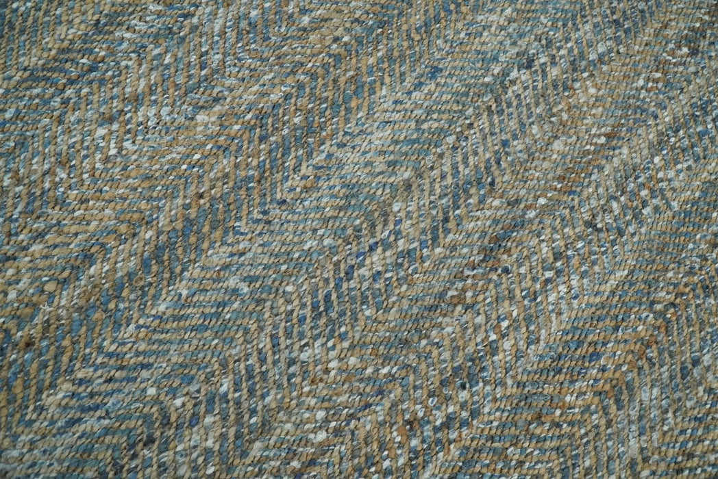 Hand Woven Natural Fiber Gray and Brown Jute and Art Silk Rug | JR9