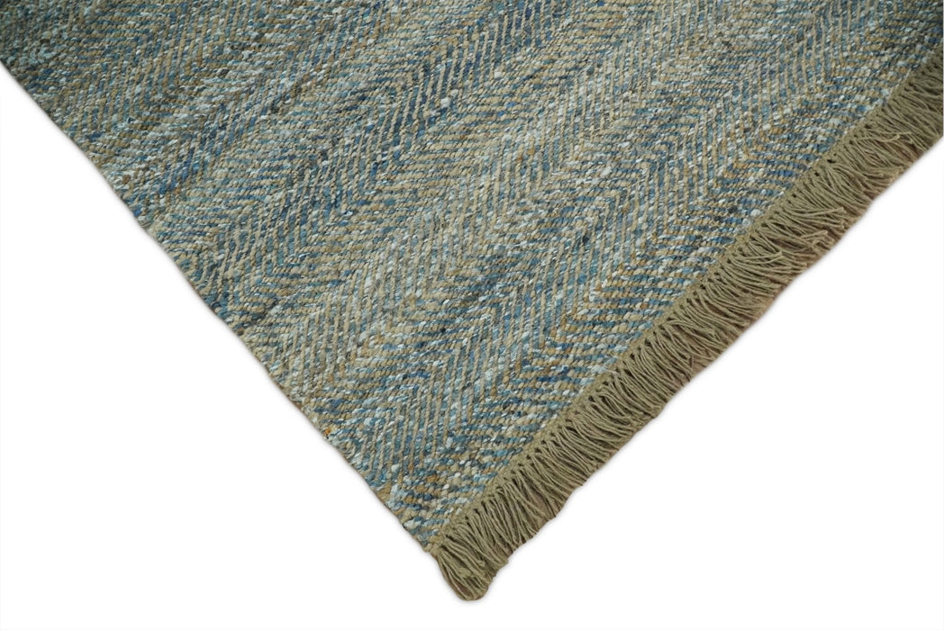 Hand Woven Natural Fiber Gray and Brown Jute and Art Silk Rug | JR9