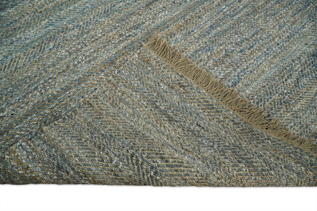 Hand Woven Natural Fiber Gray and Brown Jute and Art Silk Rug | JR9