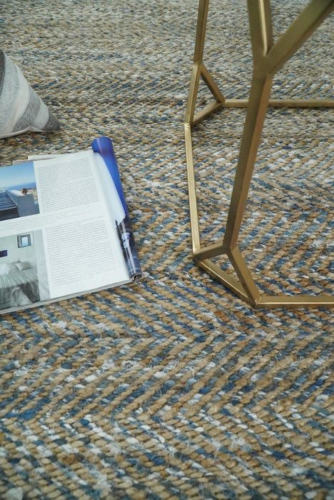 Hand Woven Natural Fiber Gray and Brown Jute and Art Silk Rug | JR9