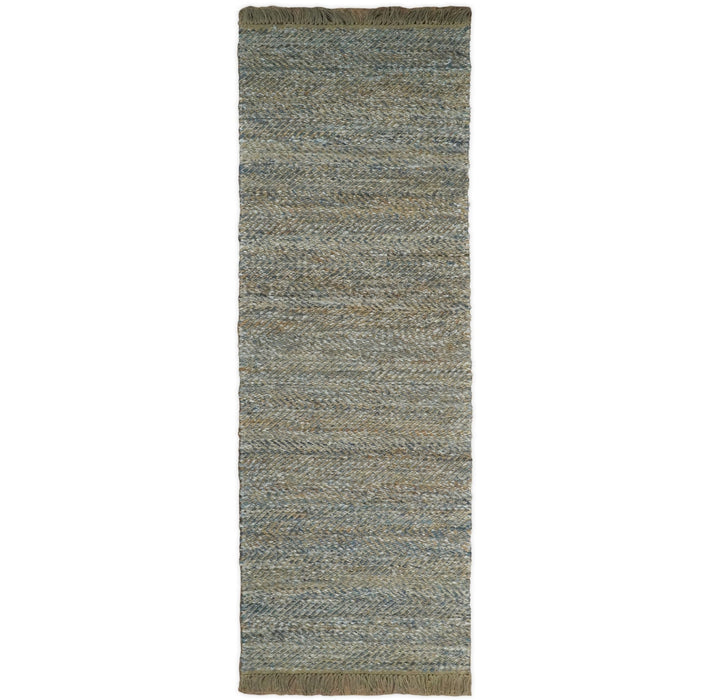 Hand Woven Natural Fiber Gray and Brown Jute and Art Silk Rug | JR9