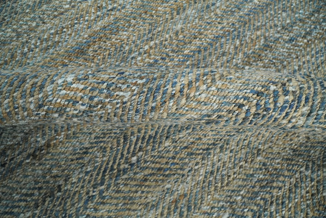 Hand Woven Natural Fiber Gray and Brown Jute and Art Silk Rug | JR9