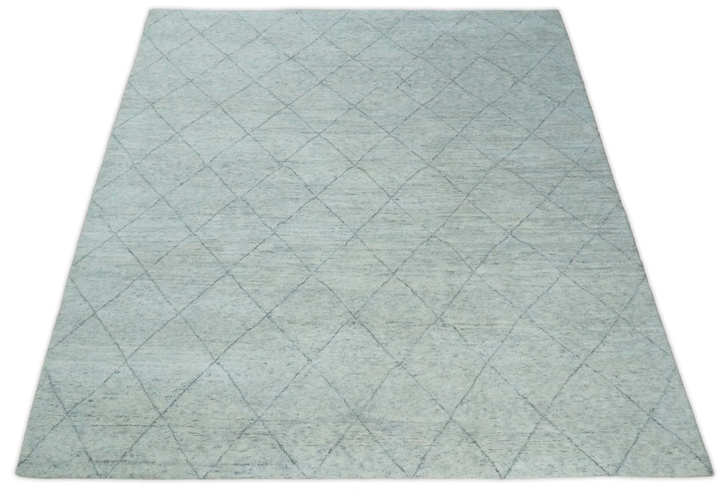Hand Woven Silver and Gray 8x10 Trellis Moroccan Rug Made with Fine Wool | TRDCP105810