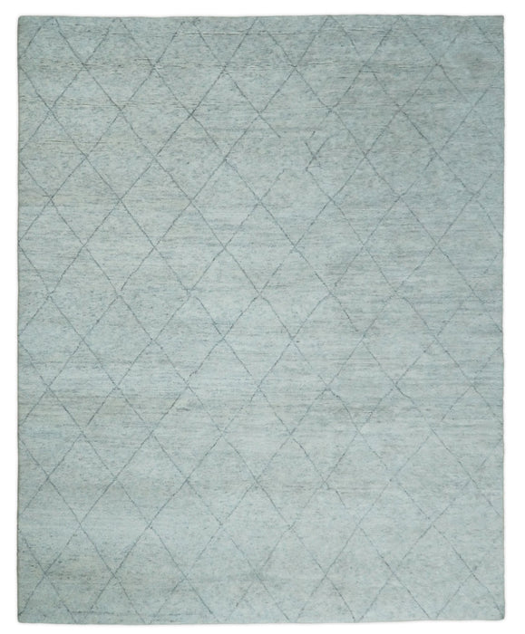 Hand Woven Silver and Gray 8x10 Trellis Moroccan Rug Made with Fine Wool | TRDCP105810