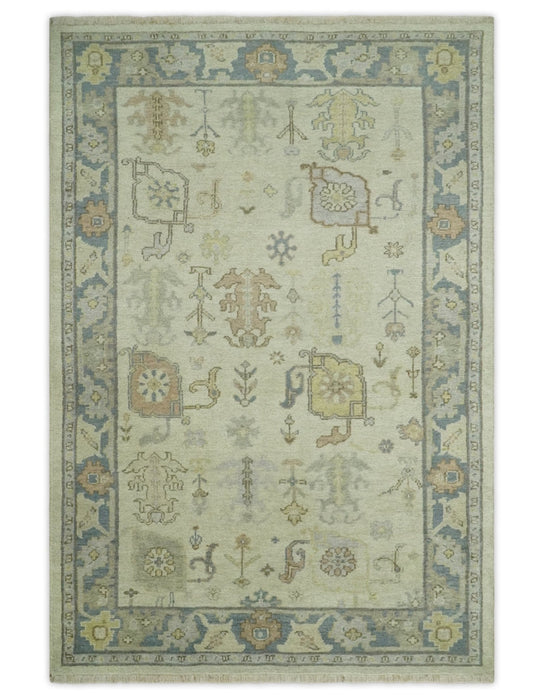 Ivory, Beige and Gray 8x10, 6x9, 4x6 Hand Knotted Traditional Persian Oushak Wool Rug | AC4