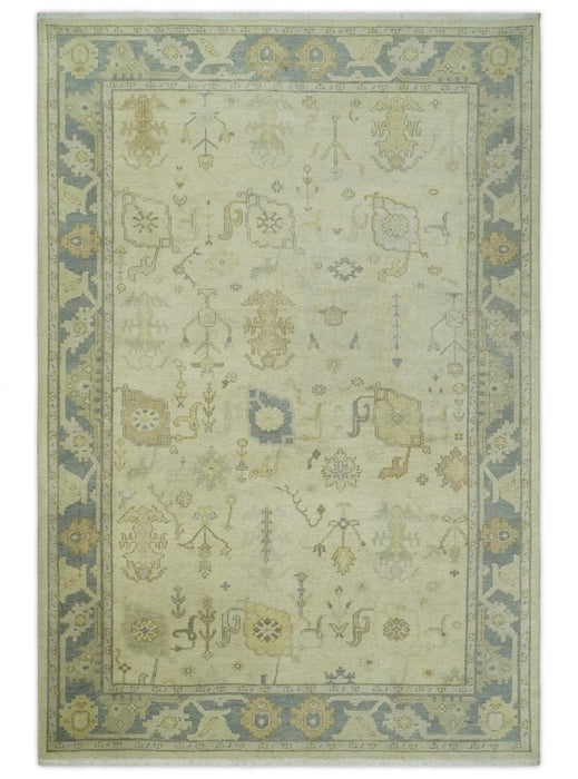 Ivory, Beige and Gray 8x10, 6x9, 4x6 Hand Knotted Traditional Persian Oushak Wool Rug | AC4