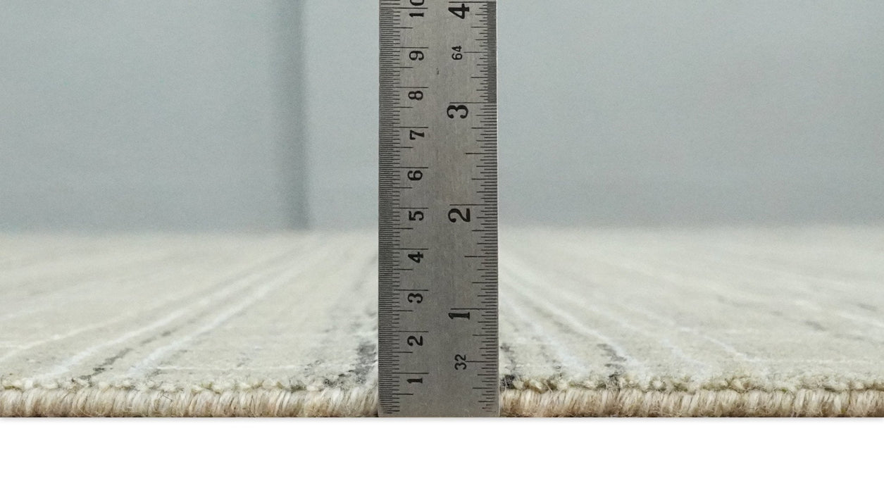 Modern 8x10 Hand Made striped Olive, White and Brown Scandinavian Blended Wool Flatwoven Area Rug | KE33