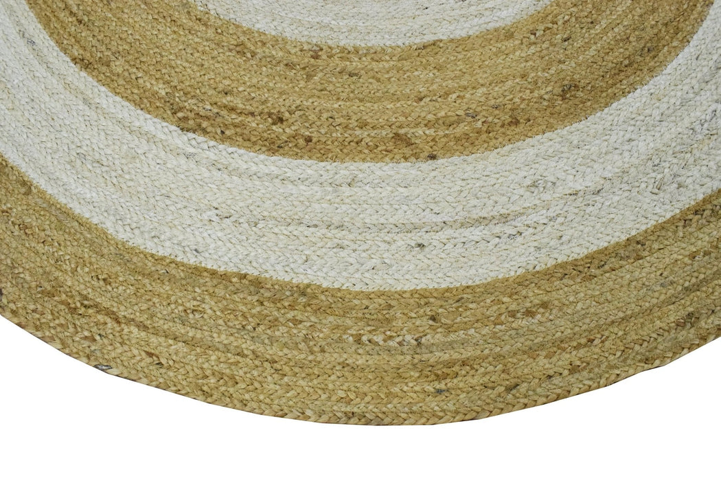 100% ALL NATURAL FIBER HAND BRAIDED BOHO White ROUND JUTE RUG | JR3